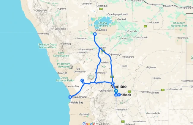 Itineraire Namibie